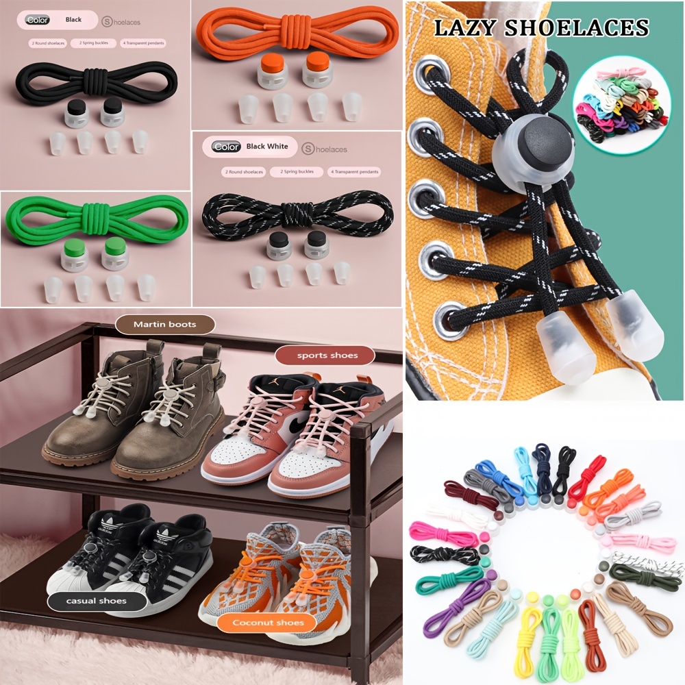 New Elastic Locking Lazy Shoelaces Quick Sneakers No Tie Shoe Laces For  Kids Adult Women Men Shoes Lace