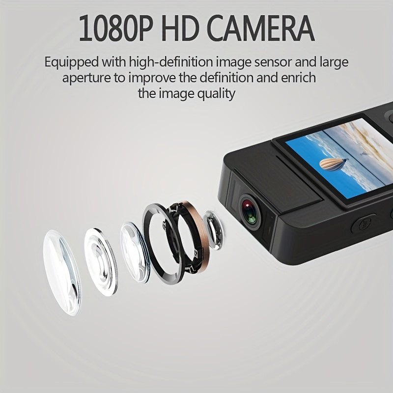 1080p Hd Mini Camera Rotary Lens Portable Camera Back Clip - Temu