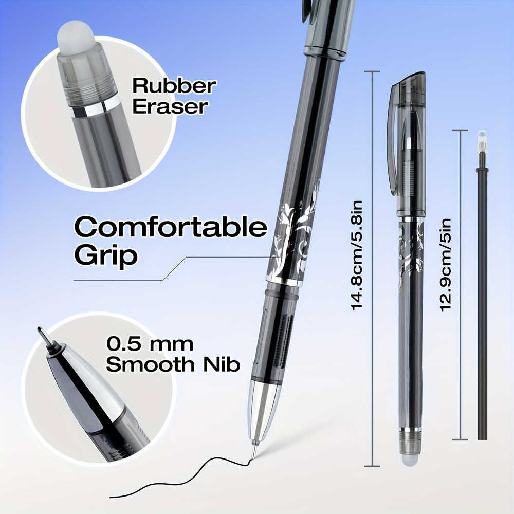 Erasable Pens Black Eraser Pen 20 Replaceable Refills Black - Temu