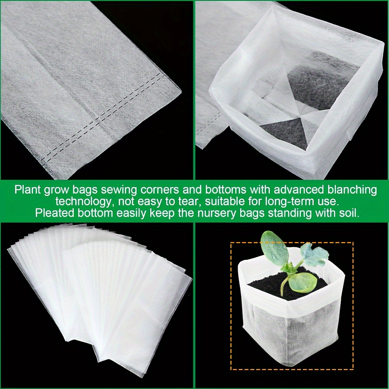 Non-Woven Seedlings Grow Bag,200PCS Fabric Nursery Bags for Plants,Fabric  Plant Pots for Planting,Gardening Transplanted Home Garden Supplies 