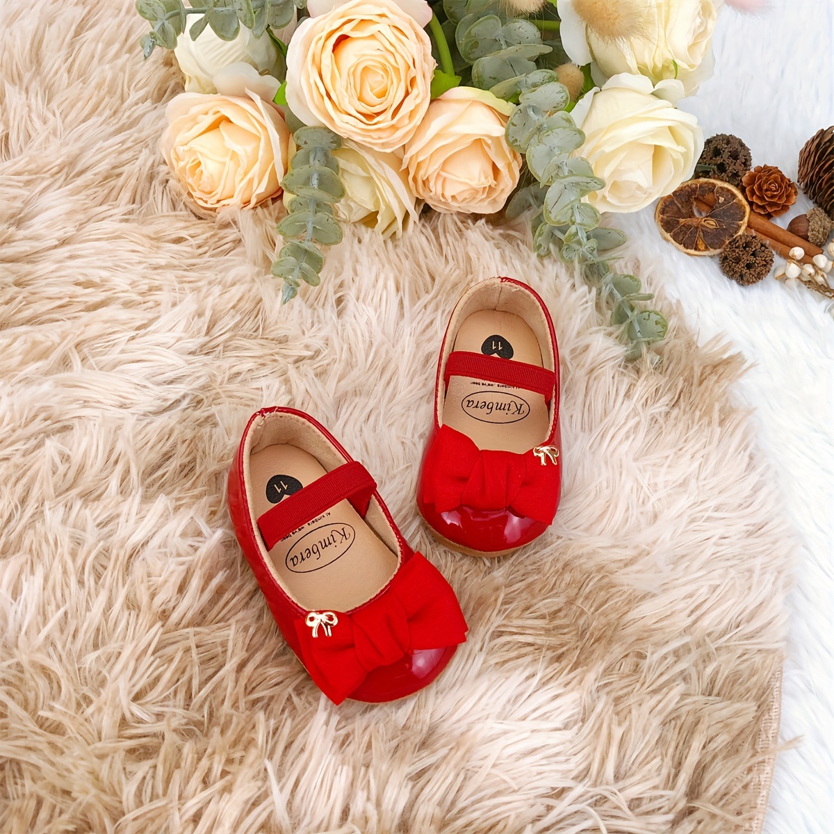 Trendy Elegant Bowknot Mary Jane Shoes For Baby Girls, Comfortable Lightweight Non Slip Soft Flat Sole Shoes For Indoor Outdoor Party, Spring And Autumn