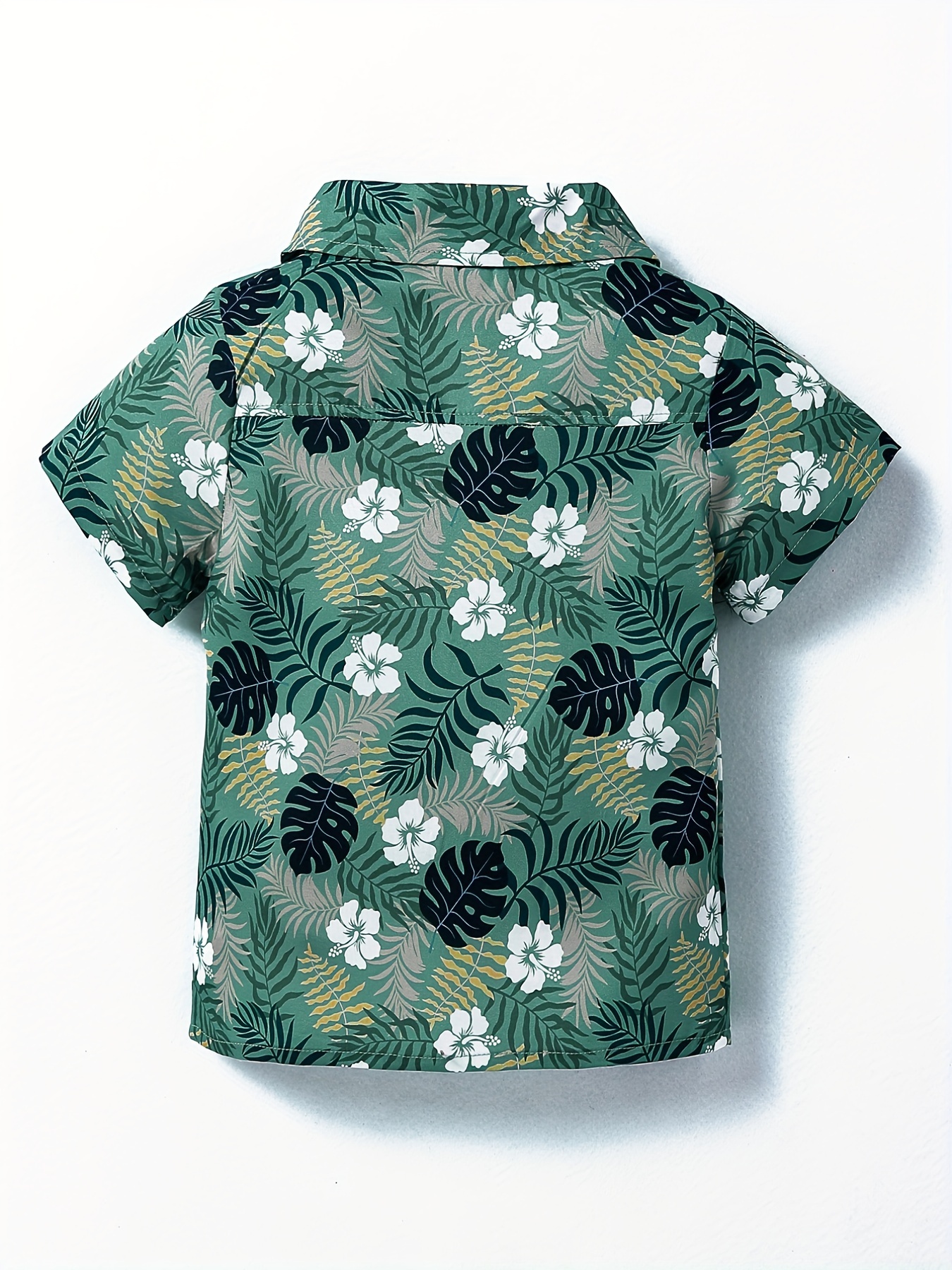 Boys Flower & Leaf Shirt Tops Short Sleeve Button Down Casual Summer