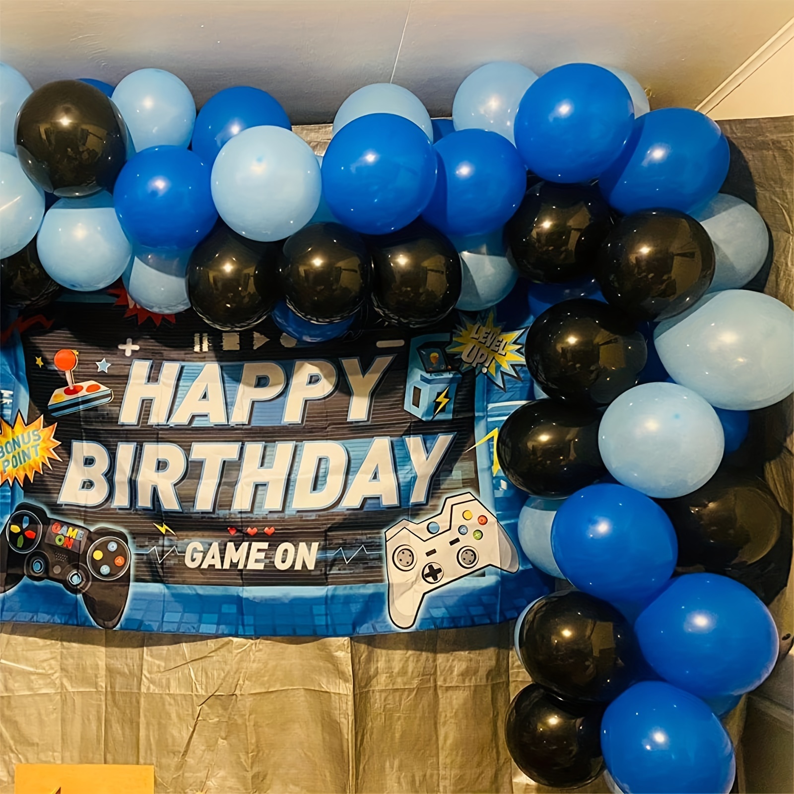 Blue Gamer Birthday Decorations Video Game Party Supplies, Video Game  Birthday Decorations for Boys, Tablecloth, Happy Birthday Banner, Blue and  Black Balloons, Birthday Decorations for Boys 