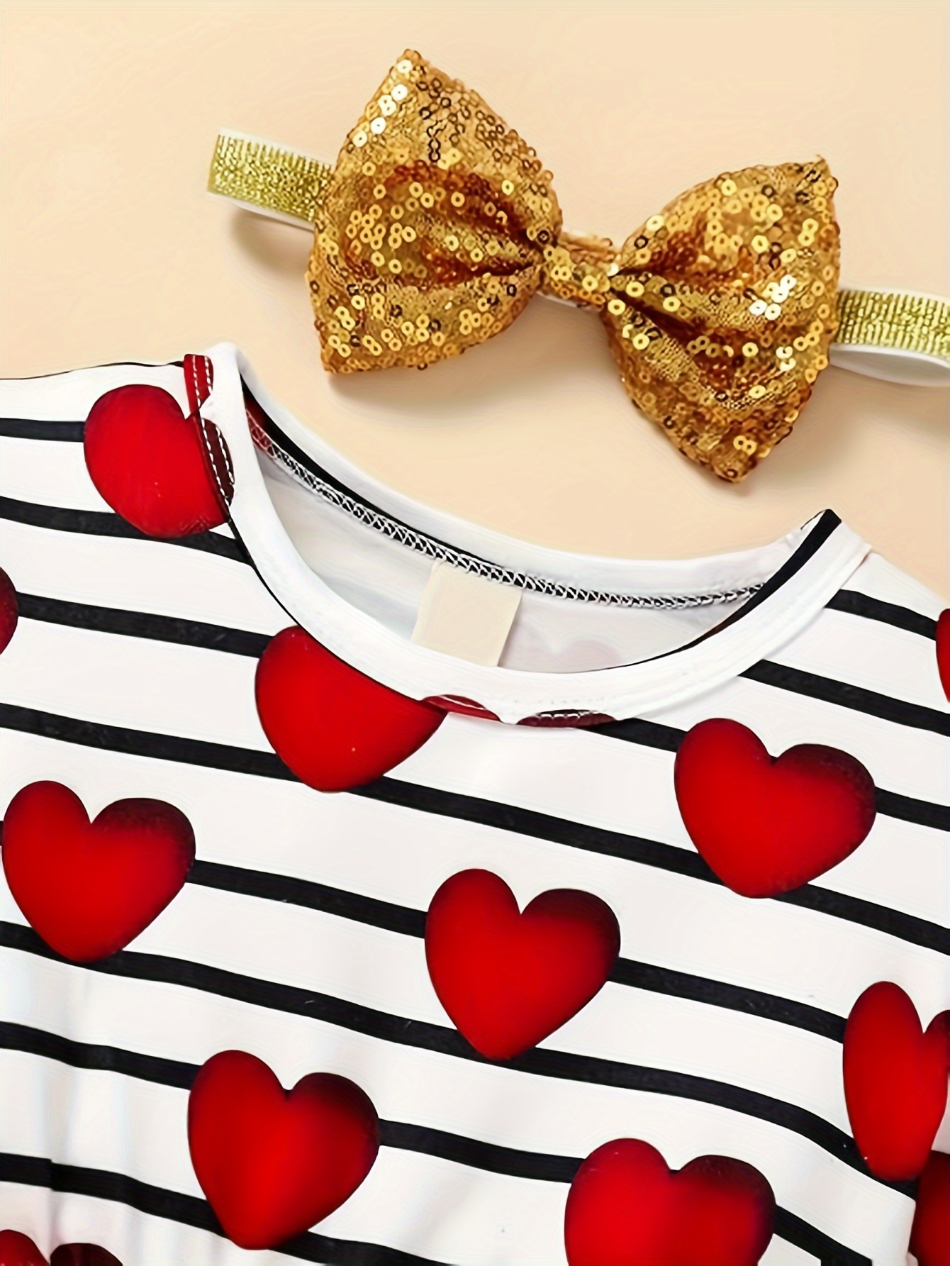 Valentines Gold Heart Leggings for Kids