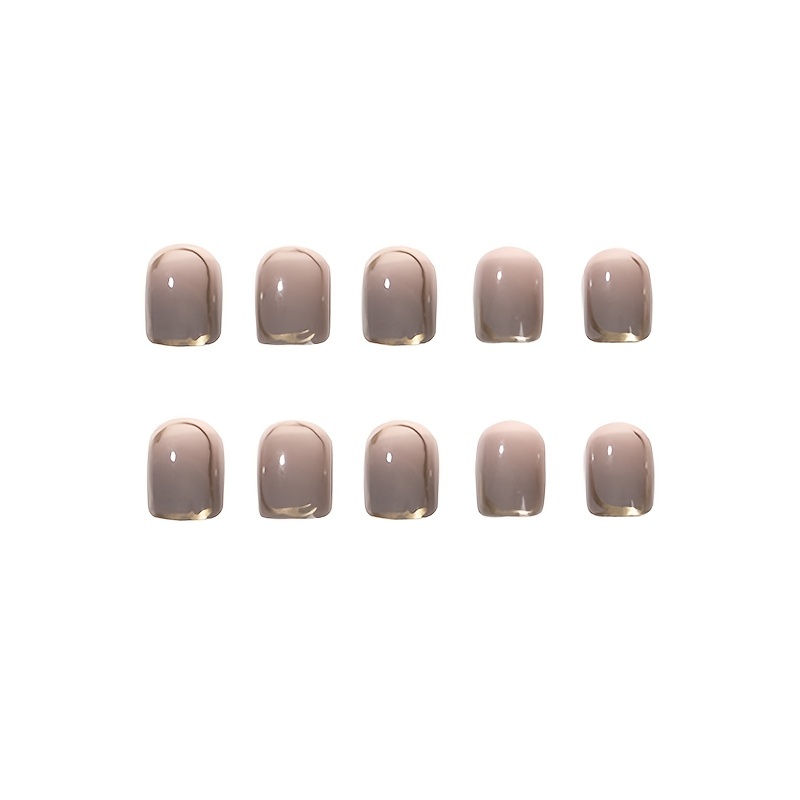 Y2k Press On Nails Grey Fake Nails With Golden - Temu