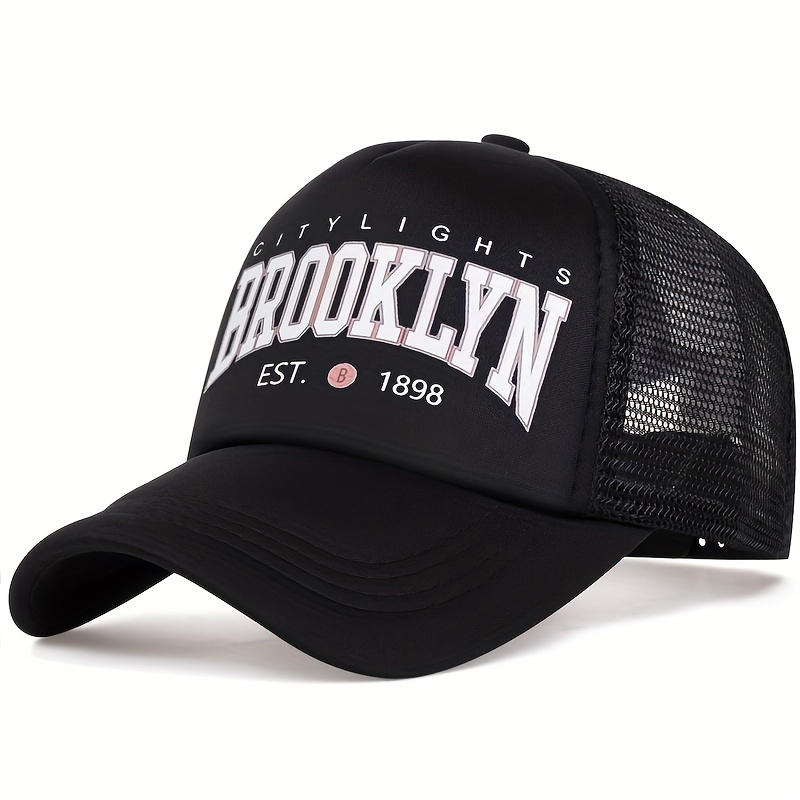 

Brooklyn Print Mesh Baseball Cap Breathable Unisex Solid Color Trucker Hat Lightweight Sports Dad Hats For Women & Men