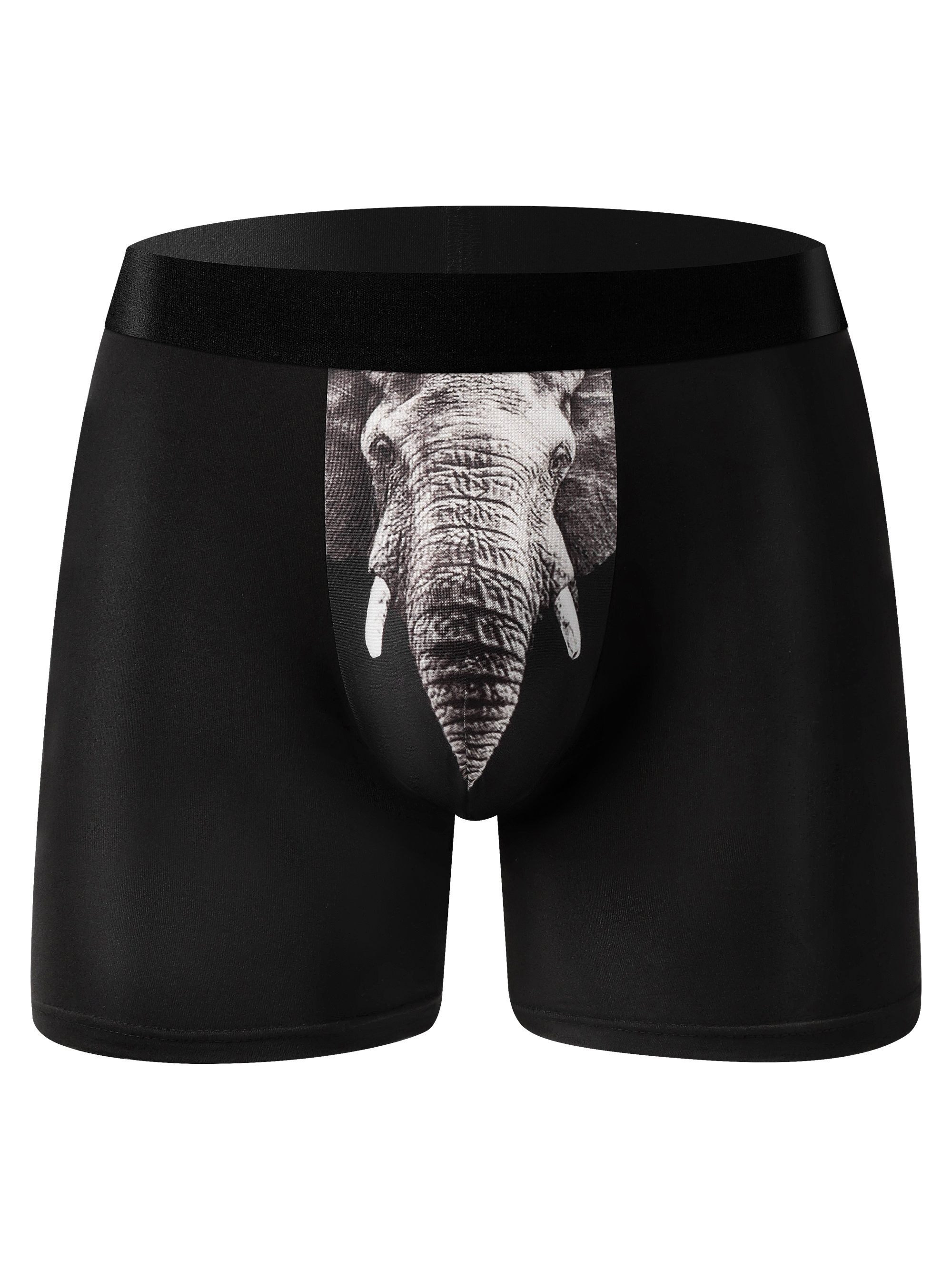1pc Elephant Graphic Print Men's Long-style Underwear, Comfortable And  Breathable Elastic Boxer Shorts, Men's Novelty Underwear, Running Sports  Fitnes