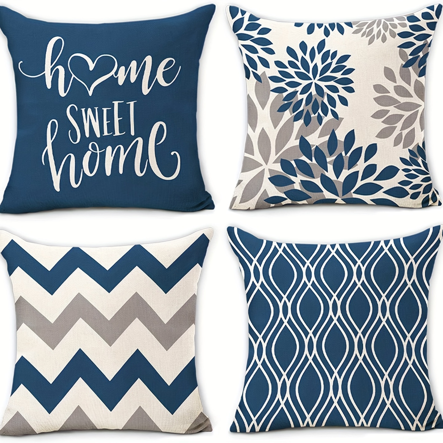 Stylish Blue Geometric Throw Pillow Covers For Home Decor - - No