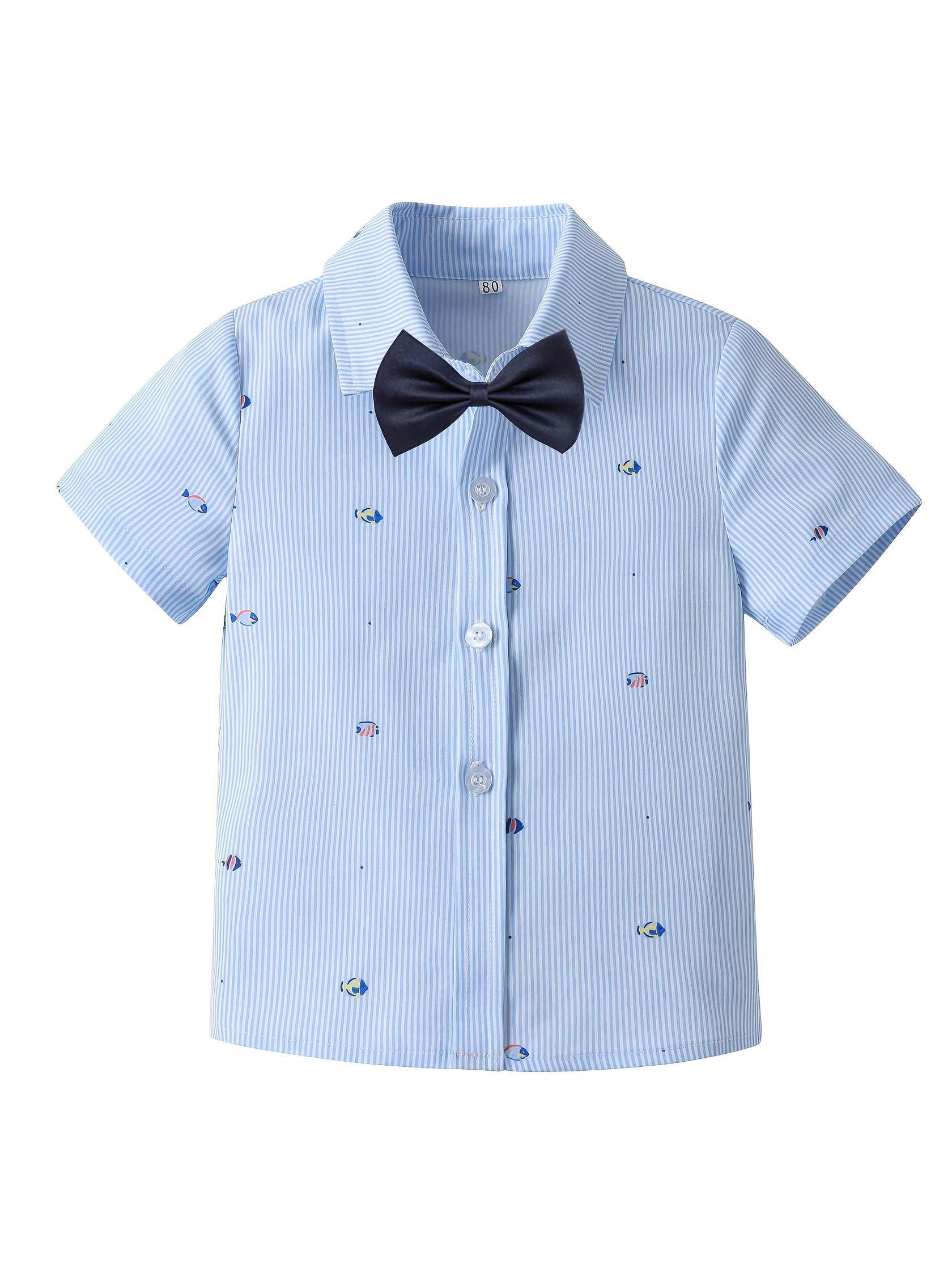 Graffiti Stripe Print Boys Lapel Shirt Summer Casual Top