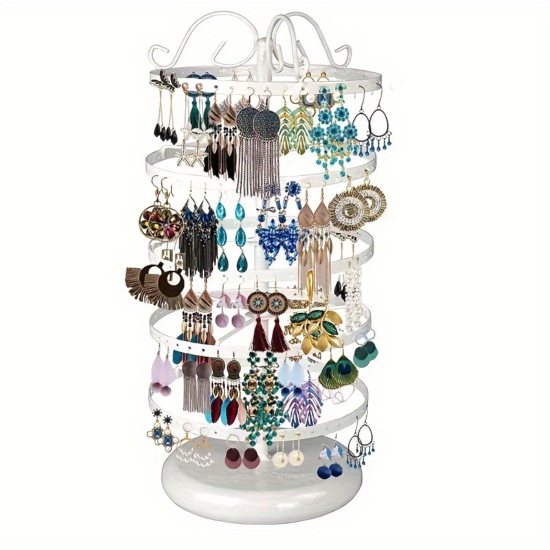 Jewelry Holder Organizer, Floor Jewelry Organizer with Earring Organizer  Necklace Holder, Rotating Jewelry Stand Necklace Display Earring Storage