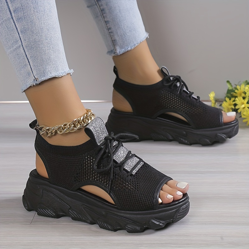 Sporty lace discount up platform sandals