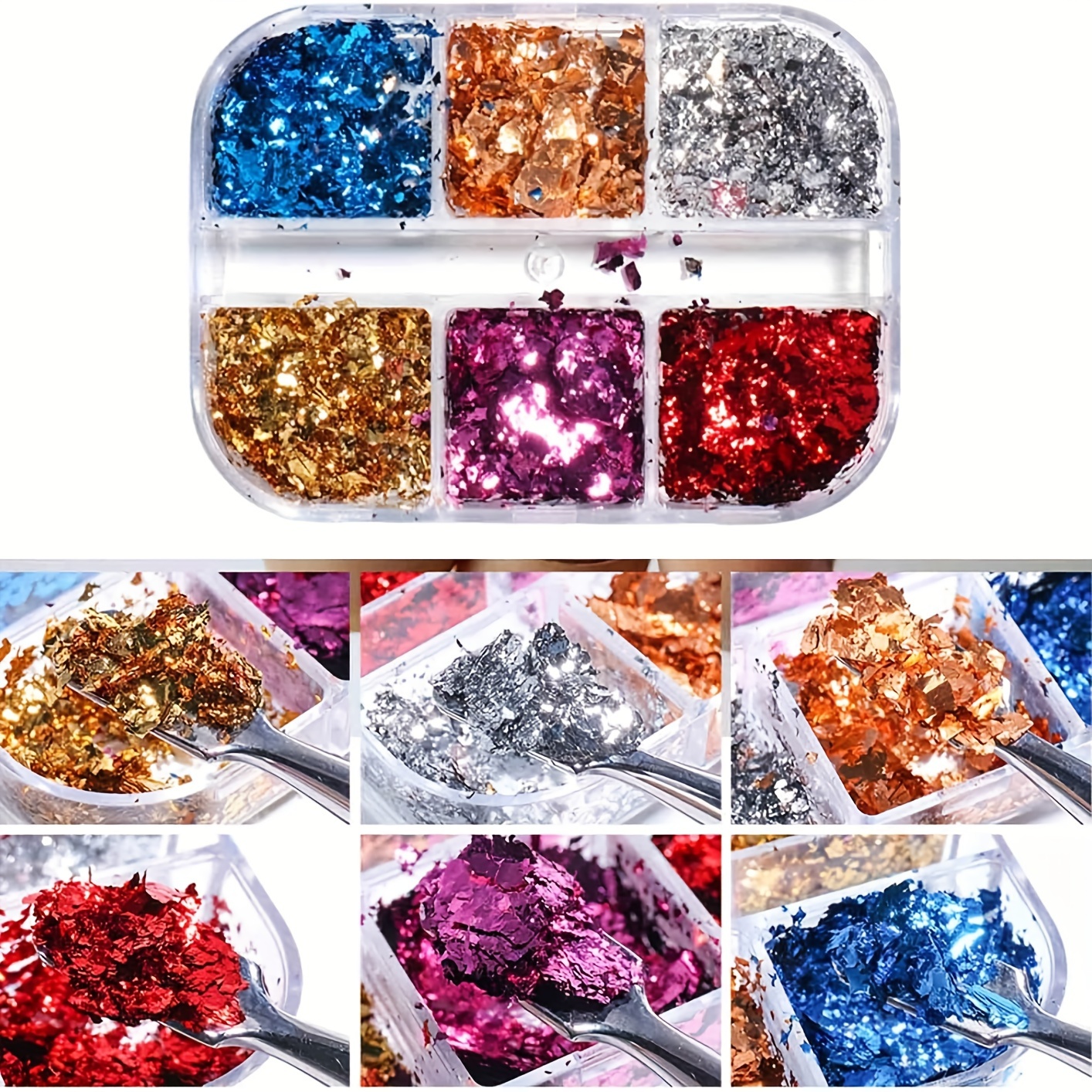 Nail Foil Flakes Set Tweezer Holographic Nail Foil Flakes - Temu