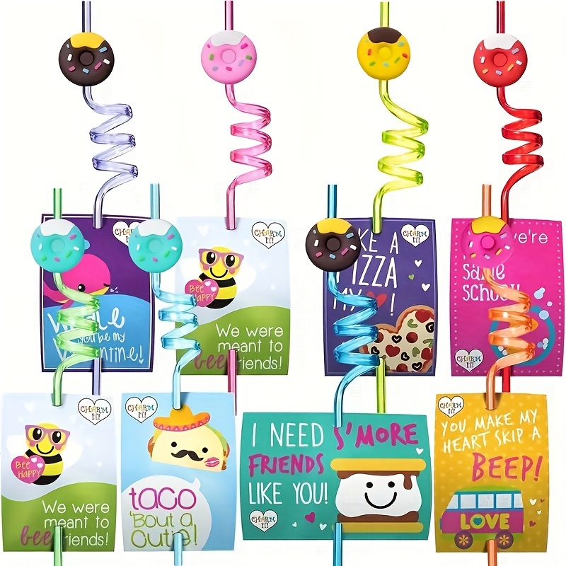 Rainbow Plastic Silly Straws Crazy Reusable Drinking Straws Crazy Straws  For Kids Silly Straws Heart-shaped 