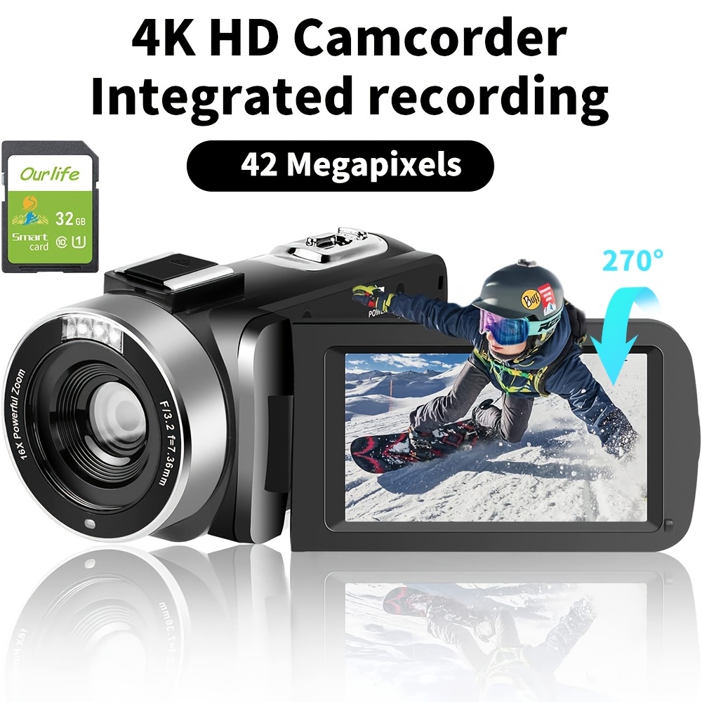 4K HD 48 Millions De Pixels Caméscopes Vidéo, Écran De 3,0 Pouces