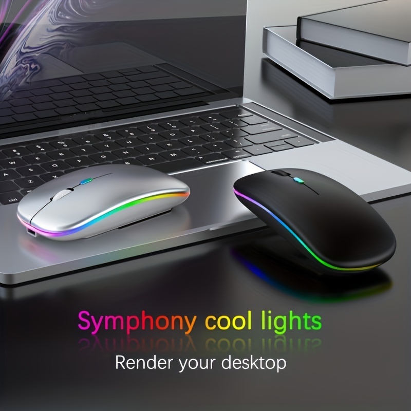 Wireless Mouse With LED Backlit USB Rechargeable Bluetooth-compatible RGB  Silent Gaming Mouse For ipad Laptop MacBook Mause Game