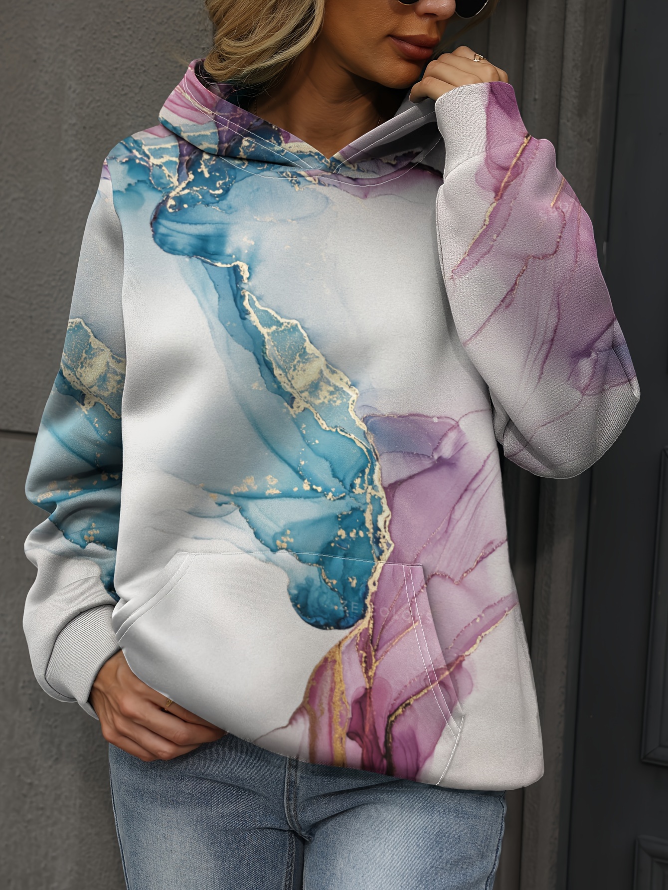  Cethrio  Winter Womens Oversized Sweatshirts Tie Dye  Hoodie Sweater Top 2023 Fashion Long Sleeve Pullover with Kangaroo Pockets  : Clothing, Shoes & Jewelry