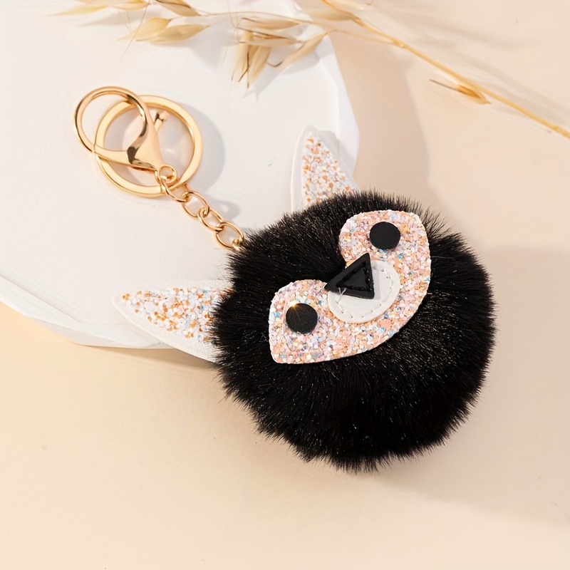 Cute Girls Mini Plush Fur Owl Key Chain Bag Pendant Female Fluffy Nighthawk  Keychain Cartoon Plush Pendant 🎁🎁🎁 New release! It' only…