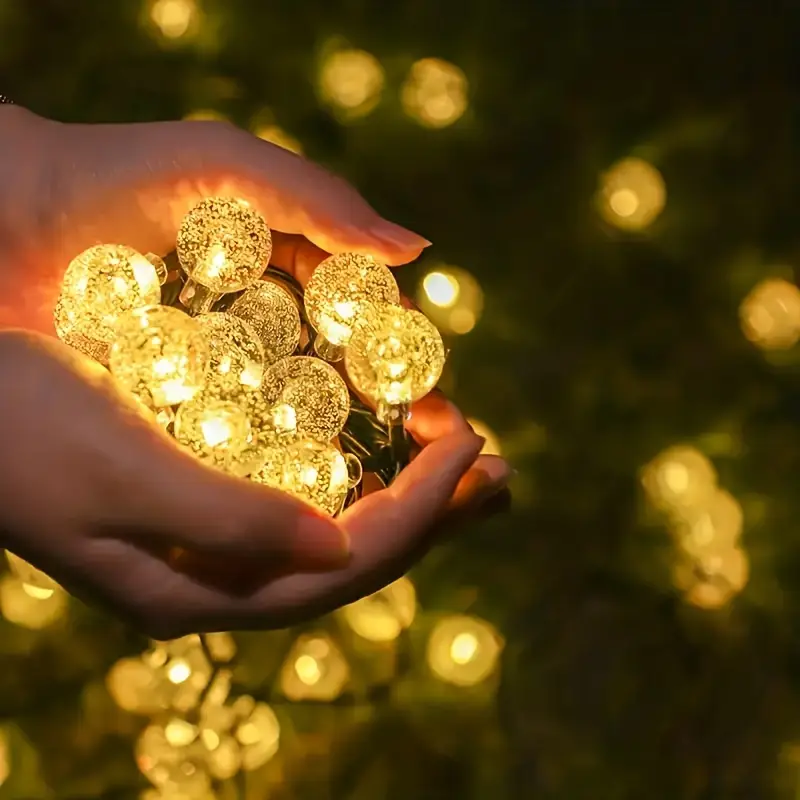 1pc solar powered 100led 50led 20led crystal ball bubble lamp indoor outdoor garden wedding decorative outdoor lighting solar water drop lamp crystal ball fairy lamp crystal globe solar string lights details 8