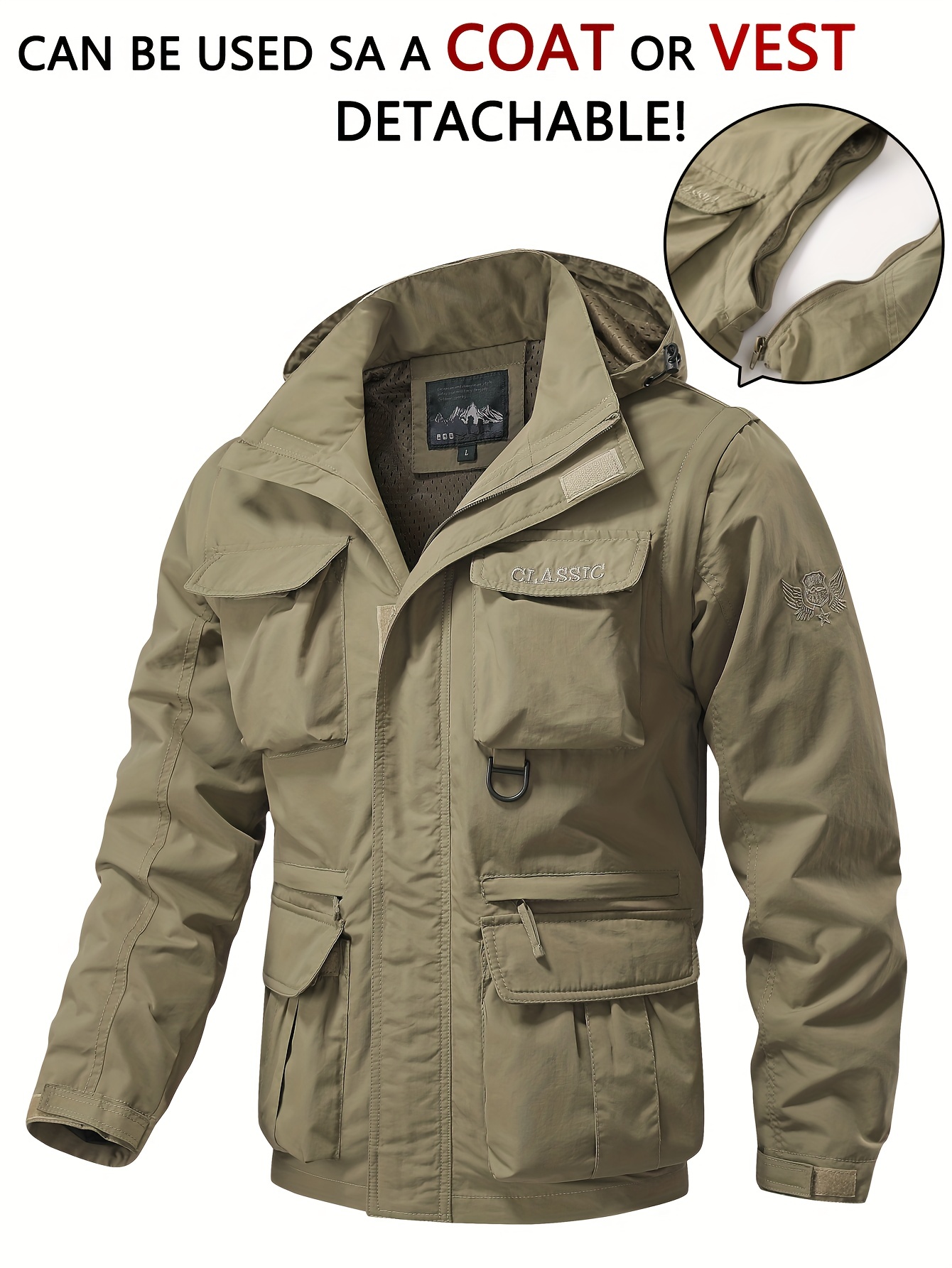 Men's Long Sleeve Zipper Work Dress Jacket Military Tactical Camo Jacket -  Temu