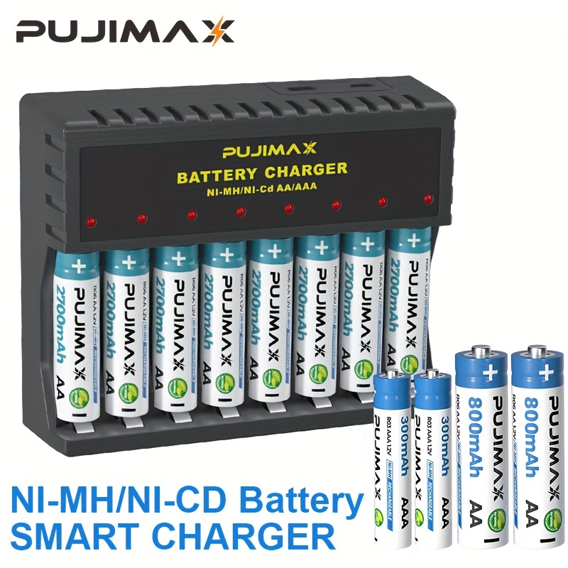 

Pujimax 8-slot 1.2v Nimh Aa/aaa Battery Intelligent Charger [do Not Charge Disposable Batteries]