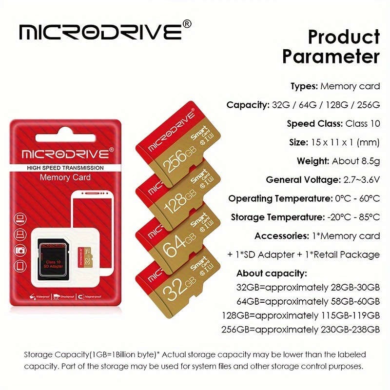 Carte Mémoire Micro SD 32Go 64Go 128Go 256Go + Adaptateur jusqu'à 200  Mo/s