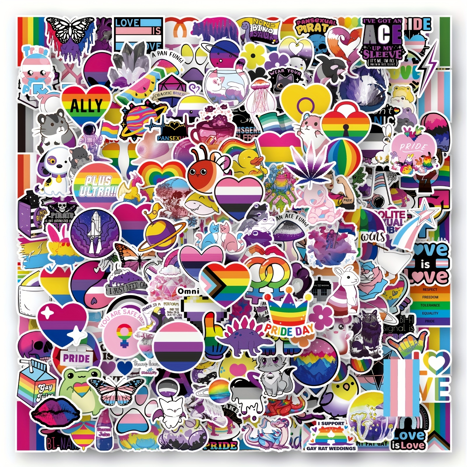 Rainbow Pride Stickers, 100-Piece LGBTQ Rainbow Stickers, Vinyl LGBT Gay  Pride Stickers for Laptops, Water Bottles, Luggage, Scrapbooking 