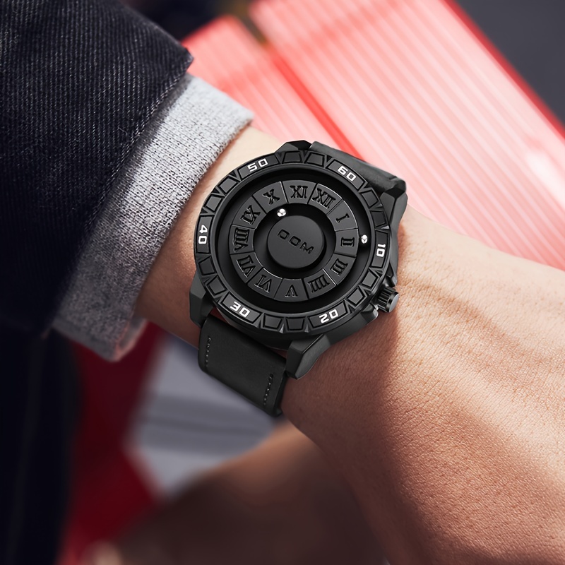 DOM-reloj magnético para hombre, cronógrafo de bola magnética con tecnología  moderna, Correa tejida de nailon (