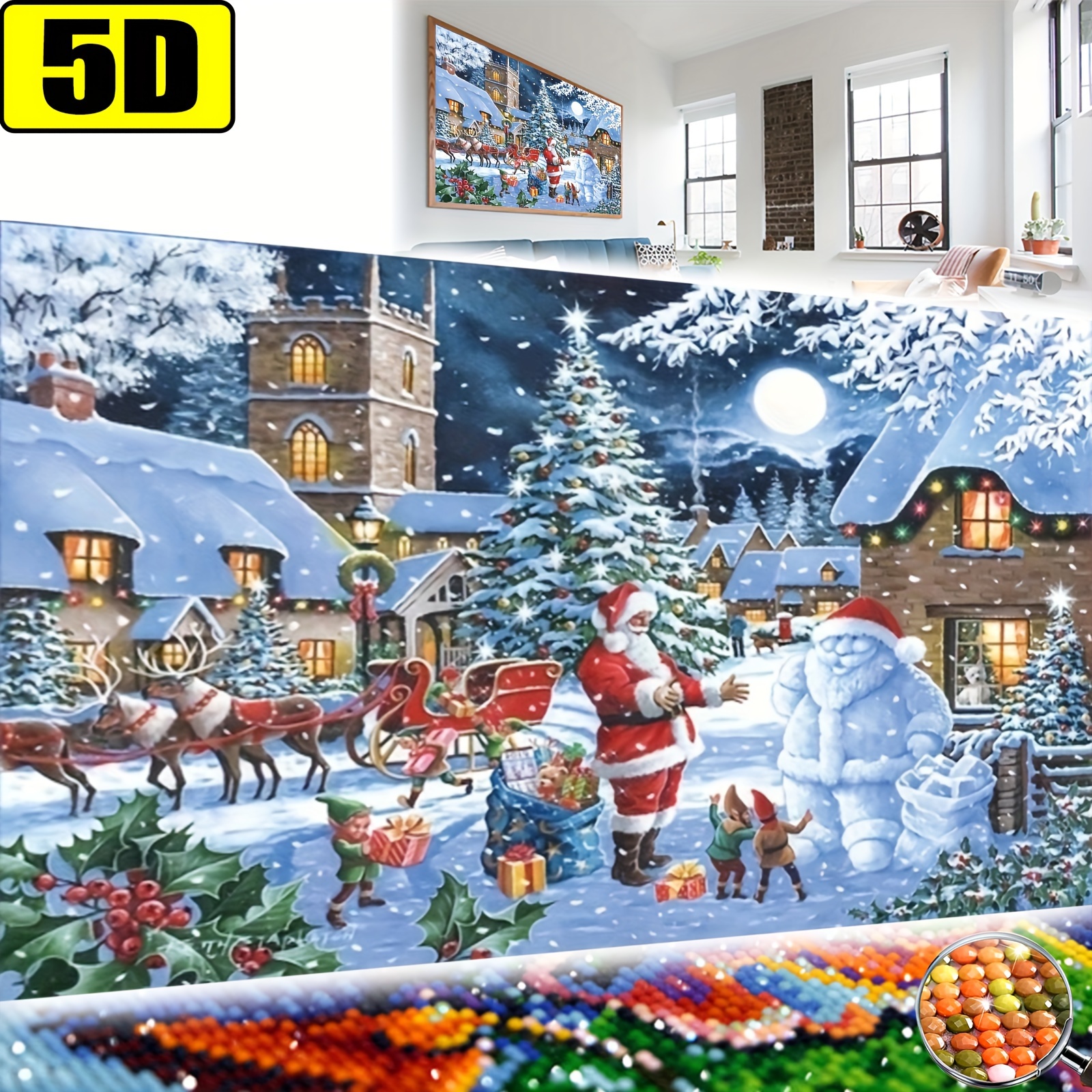 Christmas 5D Diamond Painting Kits, Snowman Diamond Art Kits for Adults, Gem  Art