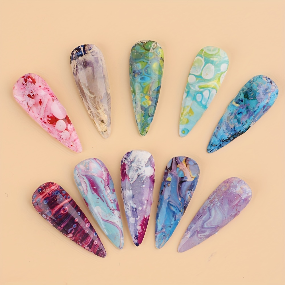 Colorful Marble Nail Foil Transfer Sticker Nail Art Decals Self Adhesive