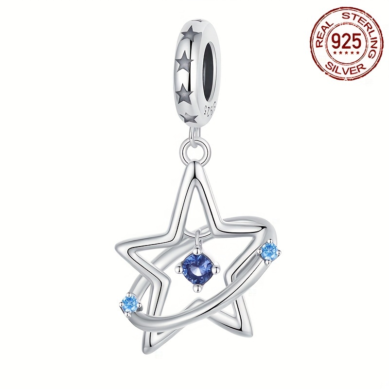 Real S925 Sterling Silver Fantasy Interstellar Pentagram Pendant White Gold  Plated Beaded Loose Beads Fit Original Bangle Diy Jewelry Necklace Pendant  - Temu Philippines