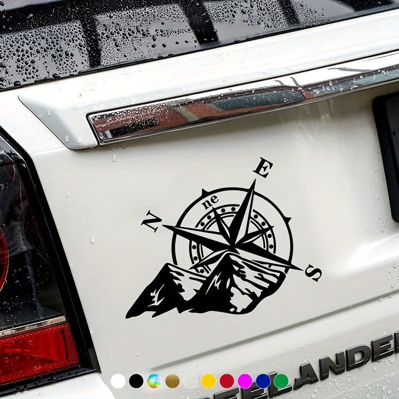 1PC Mountain Compass Stickers For Camper Car Adventure Reflective Decals