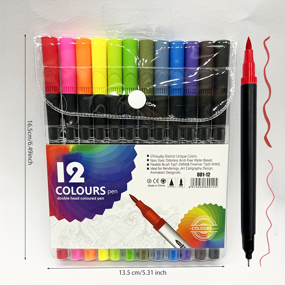 Dual Brush Markers for Adult Coloring Books, 24 Colored Journal Planner  Pens Fine Point Marker for Art School Office Supplies Bullet Journaling  Note