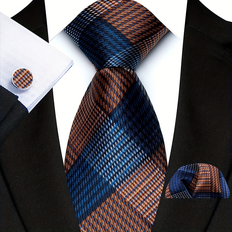 

3pcs Men's Gentleman Paisley Tie & Cufflinks & Handkerchief Set, Ideal Choice For Gifts