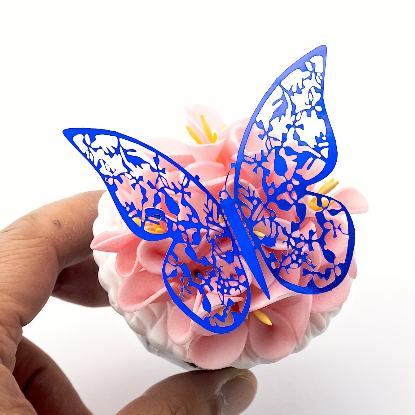 3 Blue Butterflies Feather Butterfly Artificial Butterfly Fake Butterfly  Embellishment Cake Topper Hairclip 