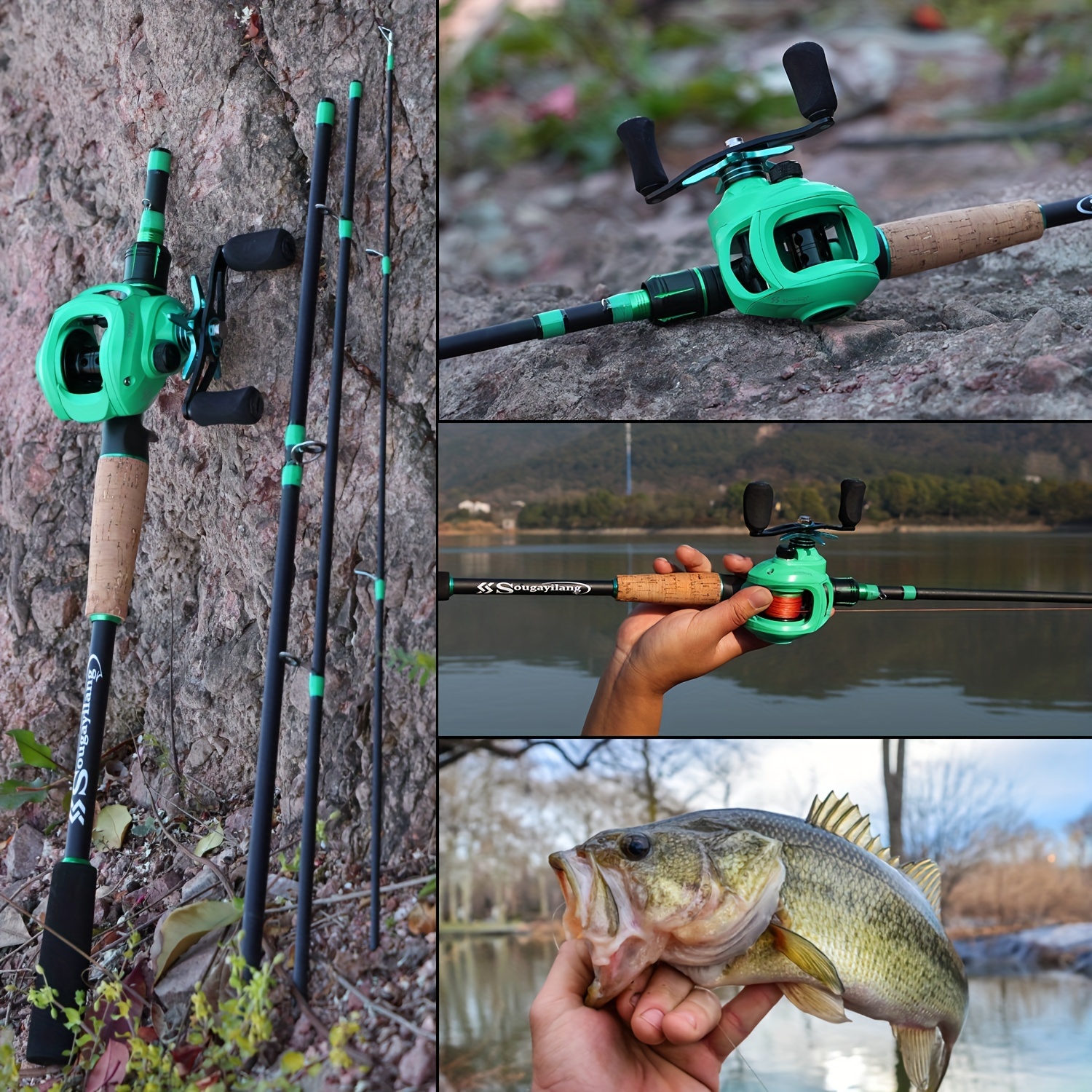 Sougayilang Fishing Rod and Reel Combo, 11+1 BB Baitcasting Reel with  Telescopic Fishing Rod Combo, Baitcaster Combo for Beginner, Rod & Reel  Combos 