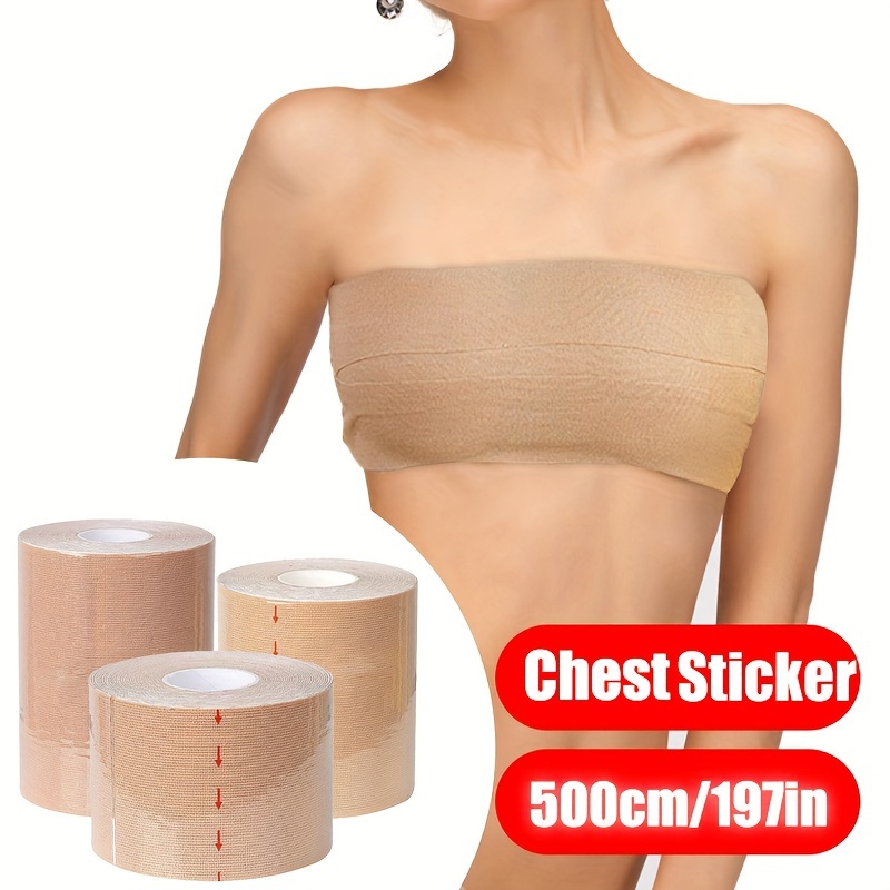 Breast Lift Tape for Large Breasts, Breathable Chest Support Tape, Athletic  Tape Body Tape with Reusable Nipplecover Adhesive Bra