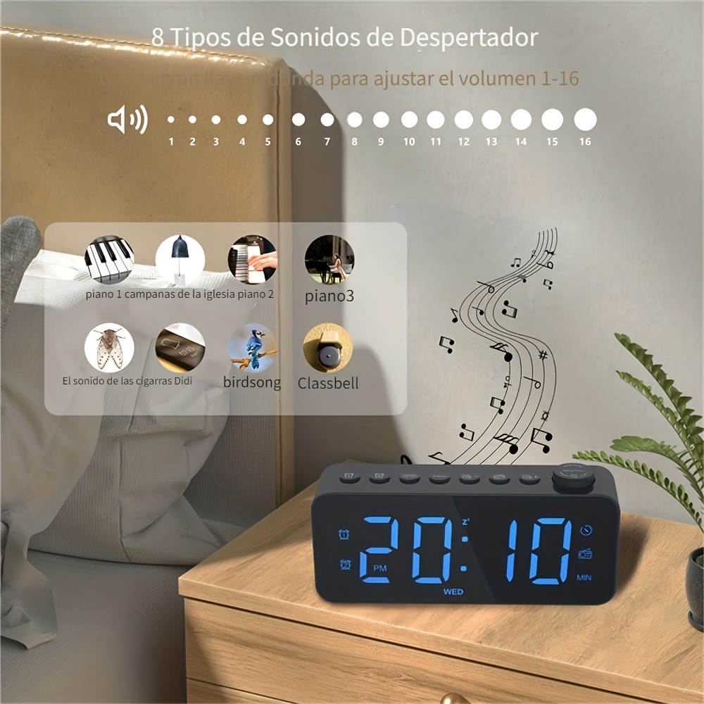 Reloj despertador de mesa color gris