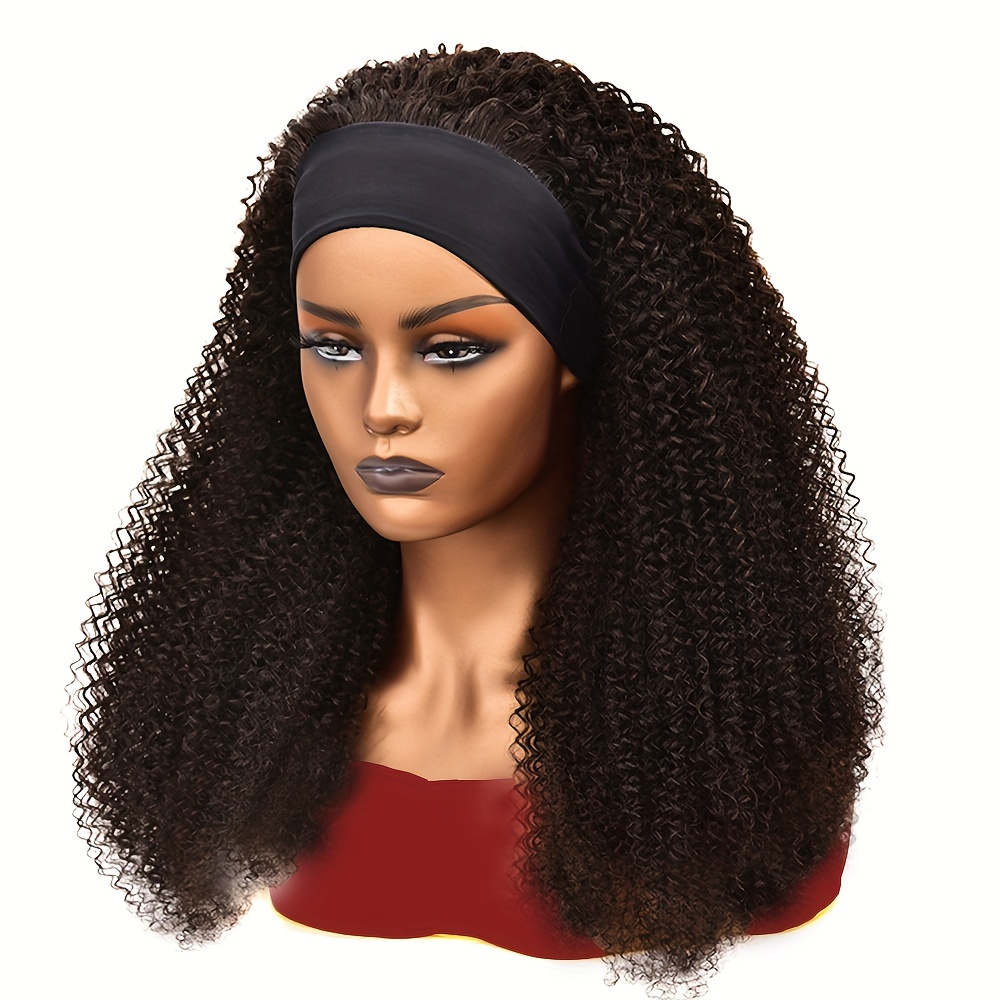 250 Density Afro Headband Wigs Human Hair No Temu