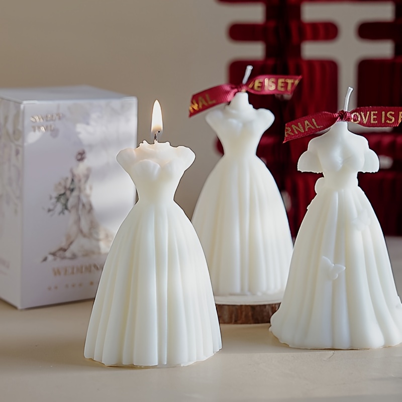 1pc Creative Wedding Dress Bridal Shape Handmade Aromatherapy Candle, Wedding Wedding Bridal Shower, Valentine's Day Holiday Gift Idea, Home Decor Orn