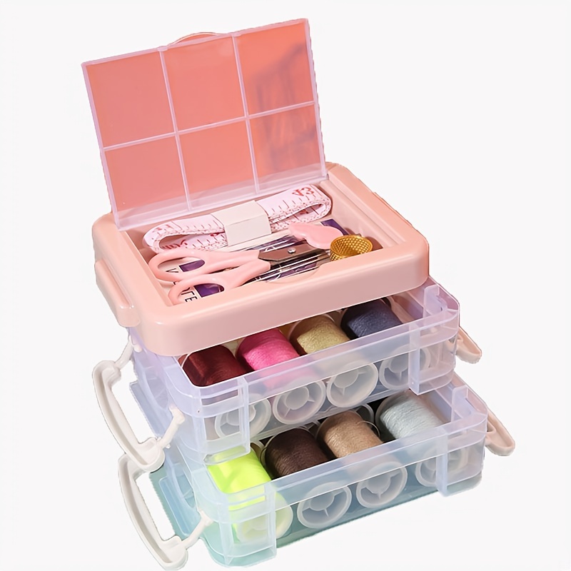 3 Colors Craft Sewing Tool Needle Thread Basket Fabric Household Storage  Box Sewing Box Organizer with Sewing Accessories - AliExpress