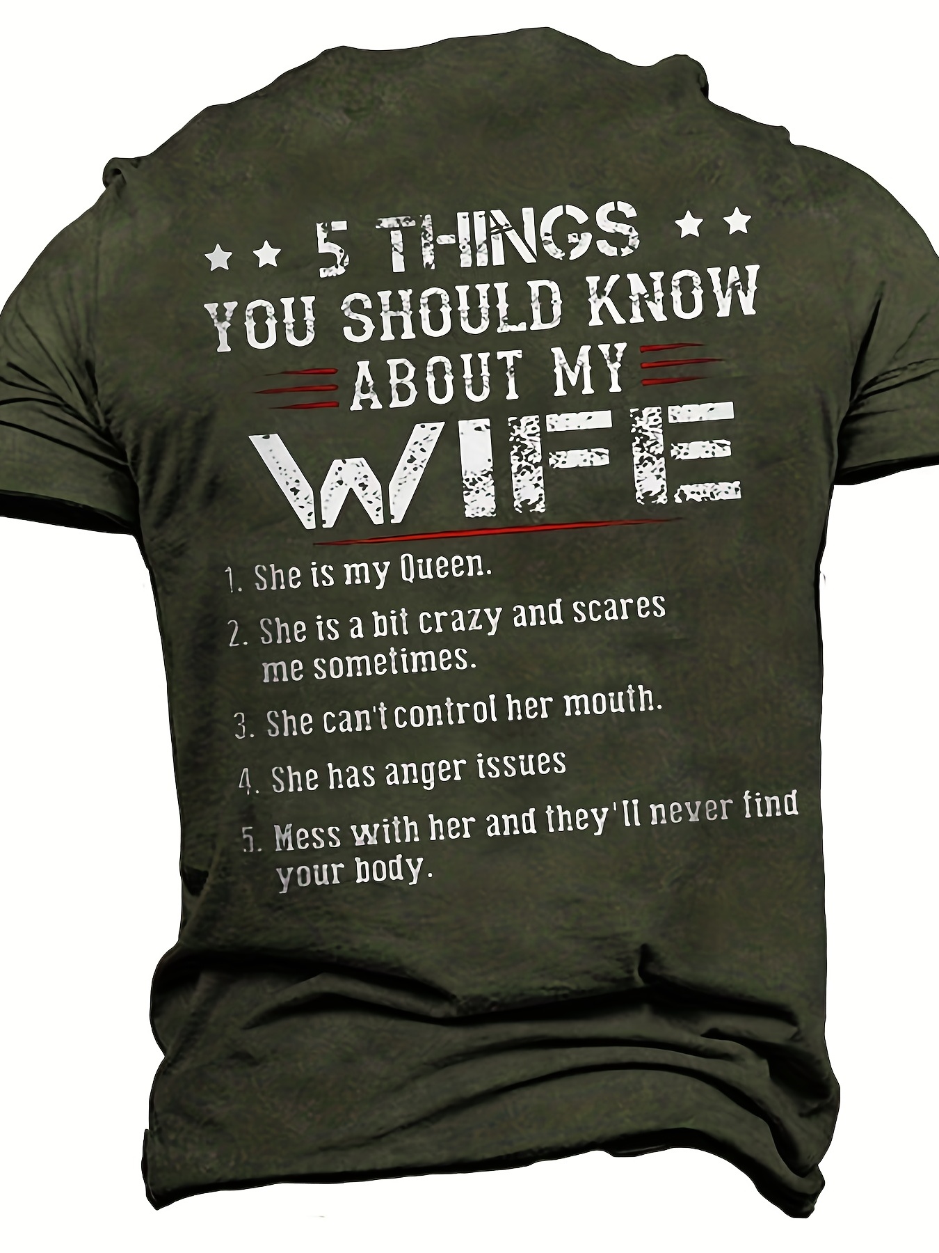 5 Things You Should Know About WIFE'' Print, Men's Novelty T-Shirt, Trendy Vintage Tees for Summer,XXXL,$5.99,Army Green,Men Gifts Ideas,Temu