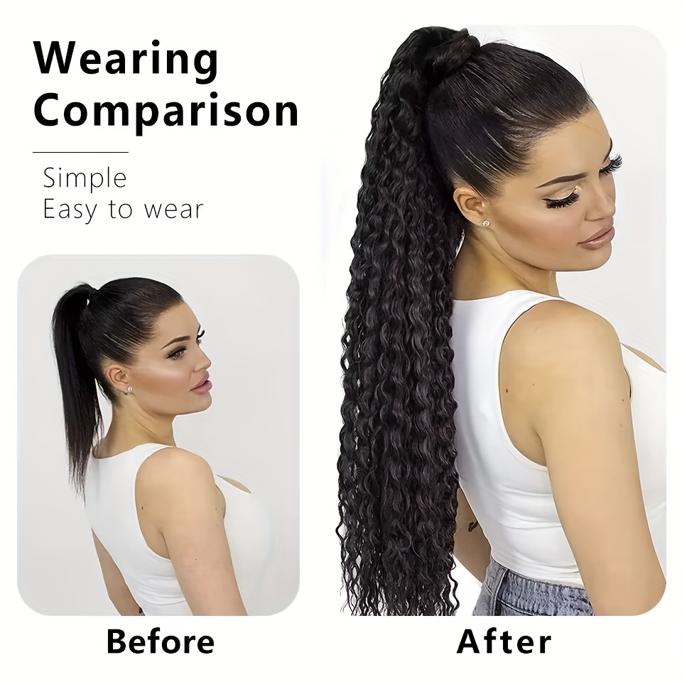 Drawstring Ponytail 60 96 Cm Natural Wave Synthetic Hair Extension