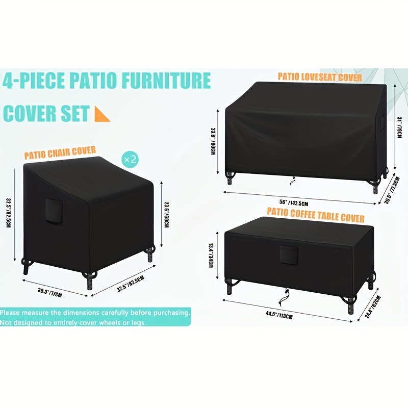 4pcs/set Patio Furniture Covers, Outdoor Veranda Patio Garden Furniture  Covers Set Waterproof Upgraded 420D Heavy Duty Oxford Fabric Rattan  Furniture
