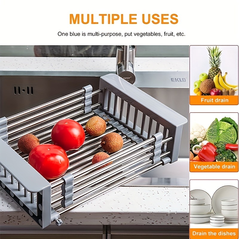 Adjustable Dish Drainer Sink Extendable Colander