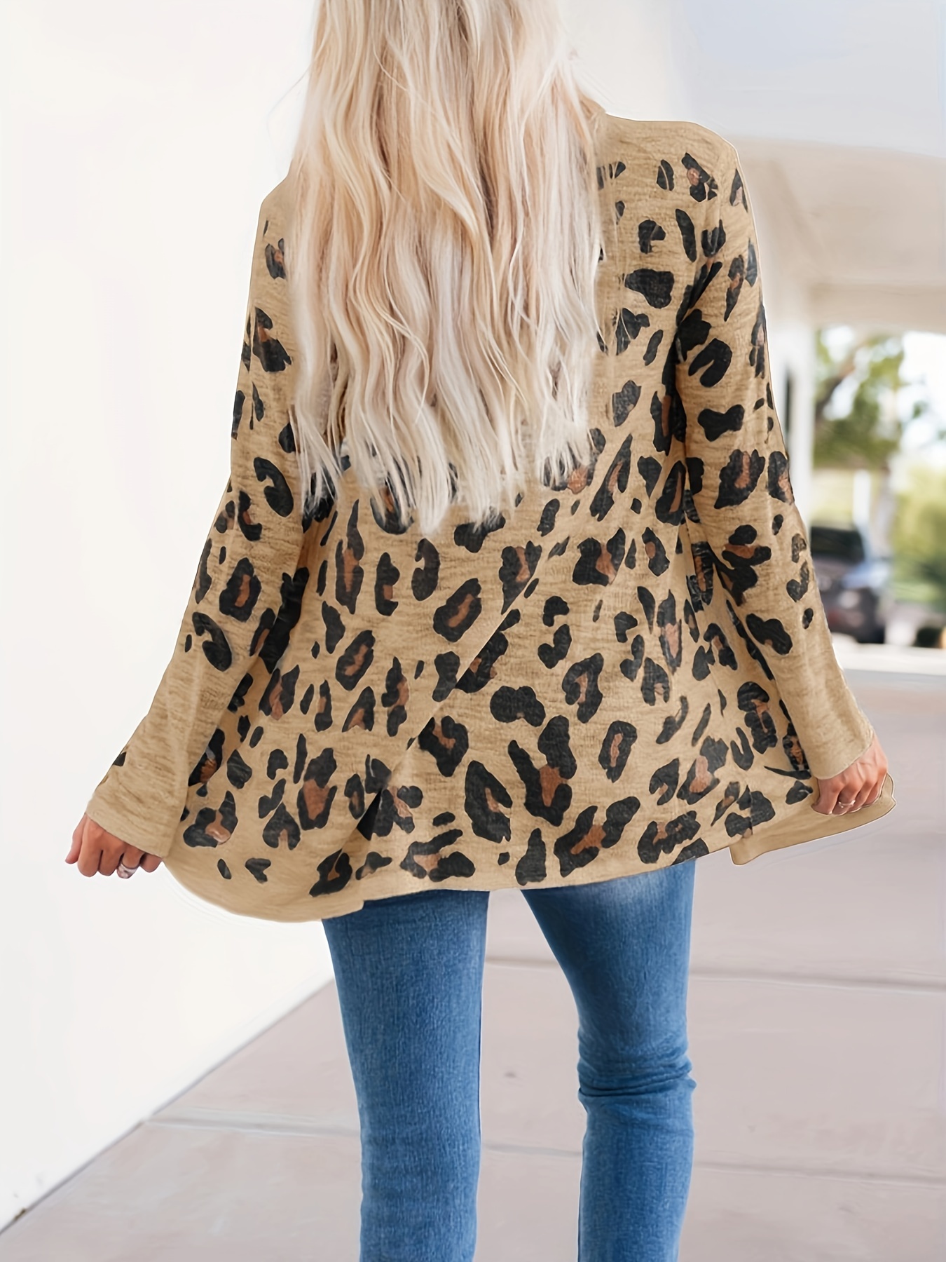 Leopard Print Long Sleeve Cardigan for Women