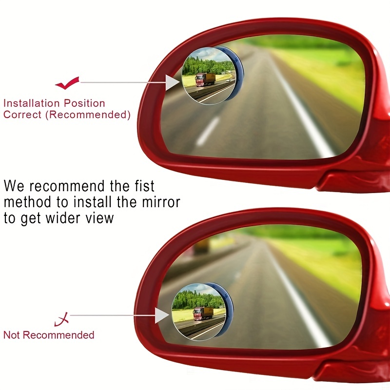 Auto-Blind-Spot-Spiegel, 2 Stück, Hochauflösende Rahmenlose Runde,  360-Grad-verstellbare Blind-Spot-Spiegel-Umkehr-Weitwinkellinse,  Selbstklebende Konvexe Oberfläche : : Auto & Motorrad