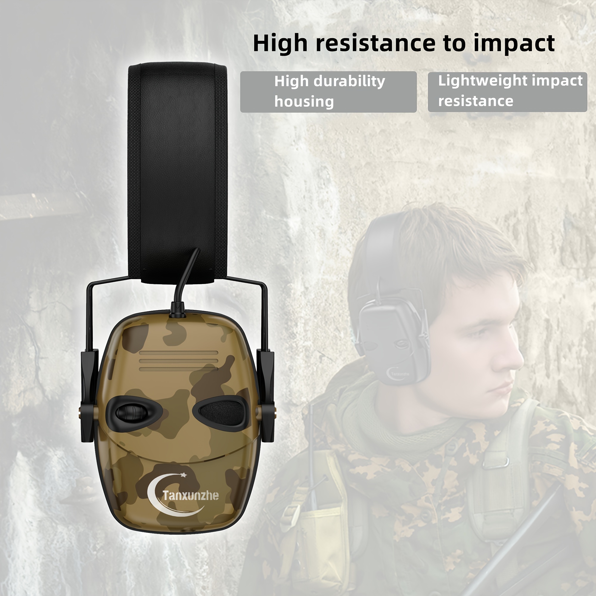 Tir tactique militaire Cache-oreilles Isolation acoustique intelligente  Pickup Réduction du bruit Casque de tir électronique actif