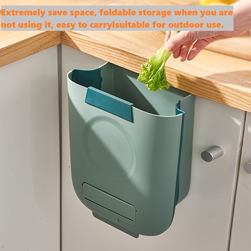  VIGIND Hängender kleiner Mülleimer mit Deckel unter der Spüle  für die Küche, 5 l Kunststoff-Abfallkorb, Lebensmittelabfalleimer,  Küchen-Komposteimer für Arbeitsplatte, Bad/Büro (grün)