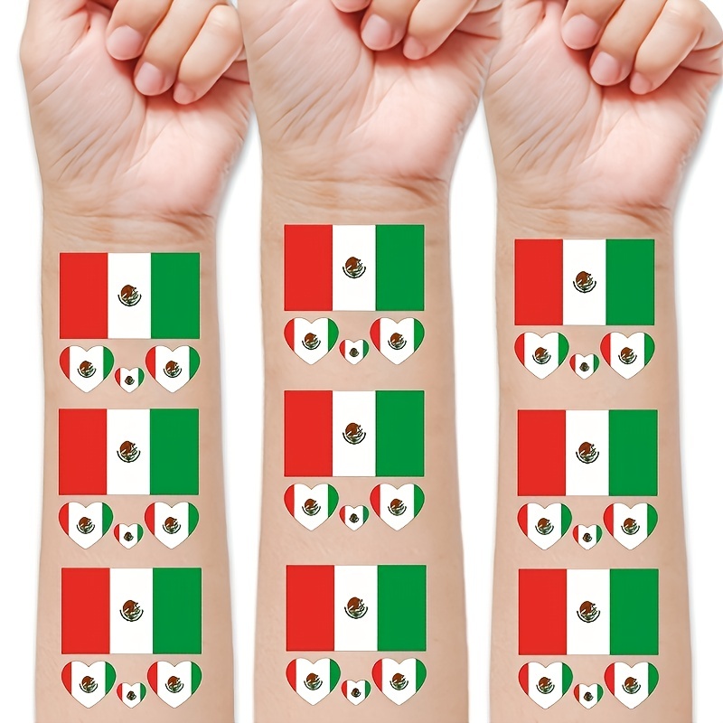 Mexican Flag Tattoo Stickers For Independence Day - Temu