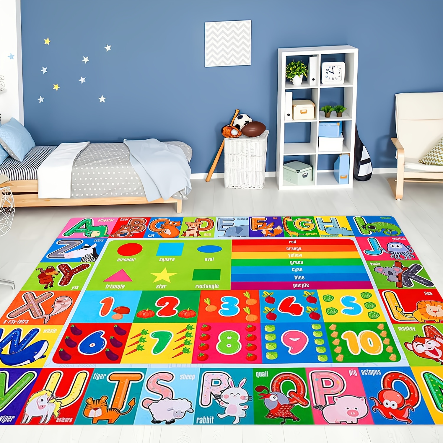 Alfombra de juego infantil para bebé, tapete de juego para piso, 59 x 39.4  pulgadas, alfombras infantiles para sala de juegos, colección ABC, números